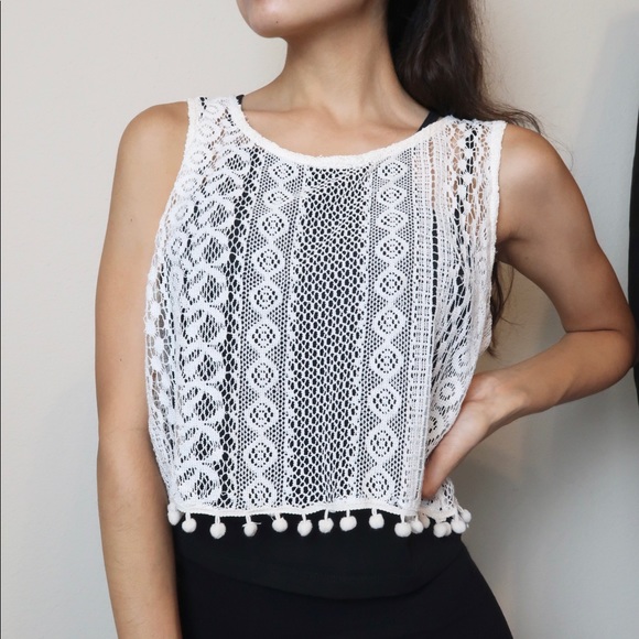 Nude Lace Crop Top - Picture 1 of 6